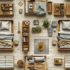 Living Room , Bathroom, Kitchen, Working Room Top View Vector Elements Set – Interior Design Icons for Floor Plan Layout