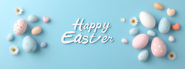 vector illustration of a happy easter background with the text happy easte