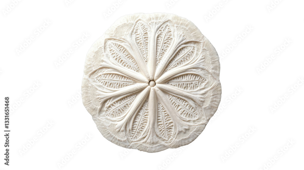 Poster enchanting keyhole sand dollar showing intricate pattern on transparent background