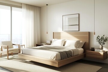 A modern bedroom featuring clean lines and minimalist design.