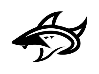 Bold black silhouette of a shark..Generative ai