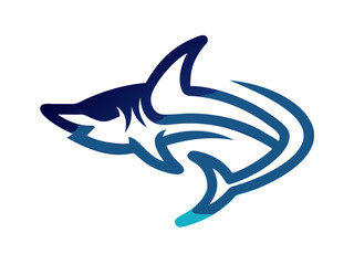 Bold black silhouette of a shark..Generative ai