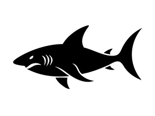 Bold black silhouette of a shark..Generative ai