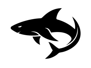 Bold black silhouette of a shark..Generative ai