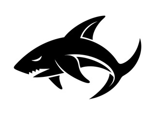 Bold black silhouette of a shark..Generative ai