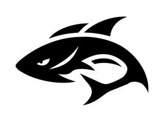 Bold black silhouette of a shark..Generative ai