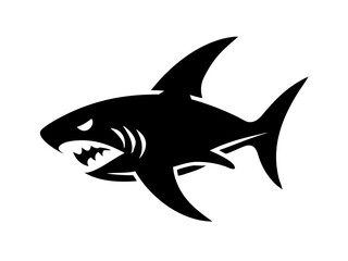 Bold black silhouette of a shark..Generative ai