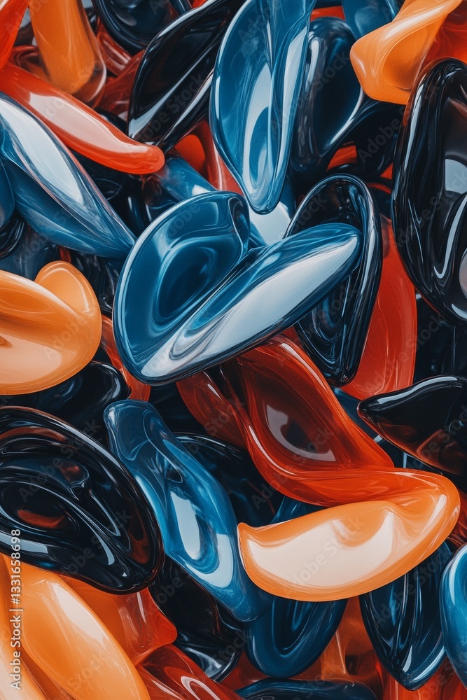 Aufkleber flow of vibrant abstract shapes, dynamic and colorful design elements on a black background.
