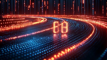 Numeric Digits, glowing, data stream, abstract