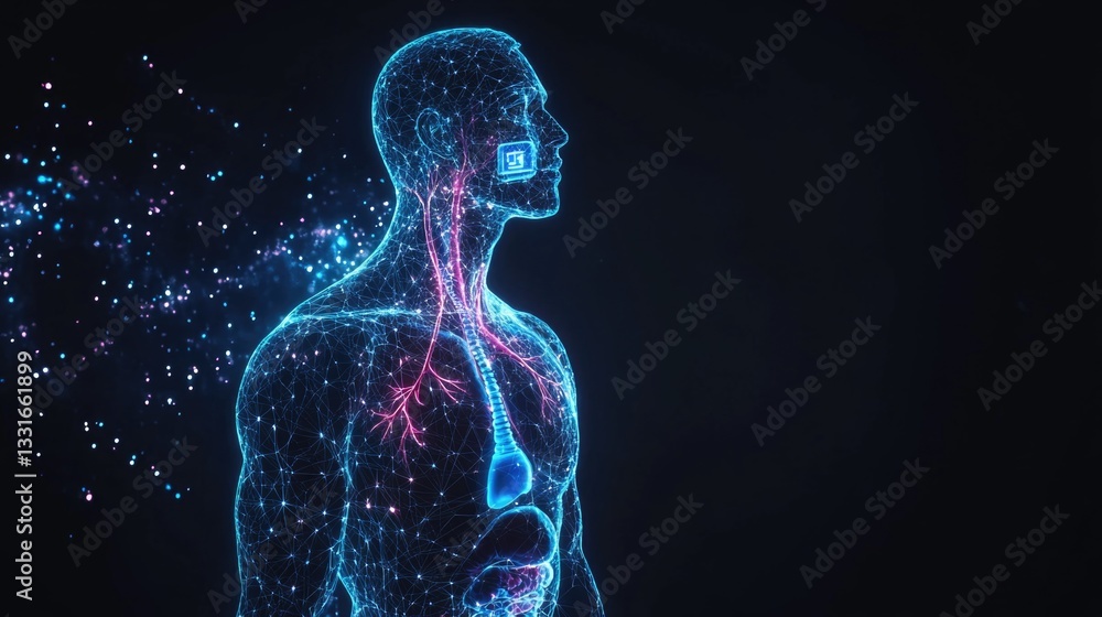 Poster digital artwork of a male torso and chest, suitable for use in various design projects