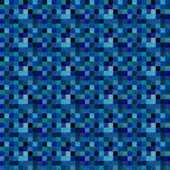 カラフルな方眼のシームレス模様 大 濃い青のバリエーション