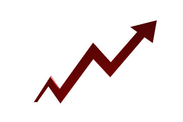 Red Arrow Up 3D Graph Symbol Showing Growth and Success