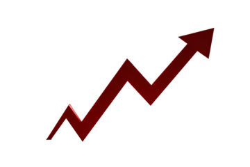 Red Arrow Up 3D Graph Symbol Showing Growth and Success