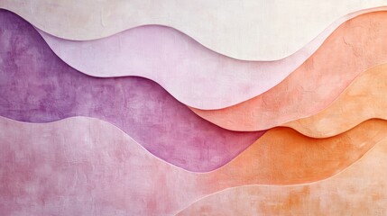 Abstract artwork presents layered curving lines in gradient colors