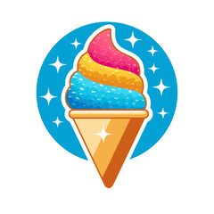 Shaved ice cream logo letter vector