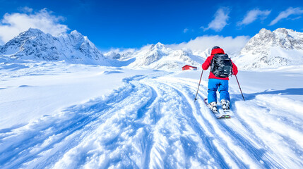 Winter ski touring in the mountains