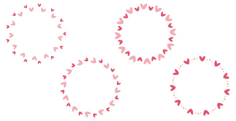 ハートの丸型フレームセット　ピンク