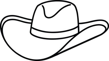 Cowgirl and cowboy hat line art vector, Cowboy hat outline icon vector