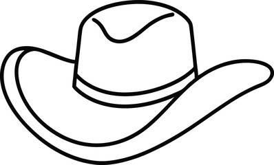 Cowgirl and cowboy hat line art vector, Cowboy hat outline icon vector
