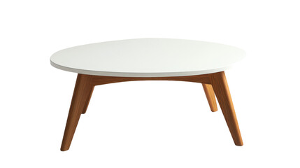 Elegant White Round Coffee Table with Wooden Legs - Modern Furniture Design for Stylish Living Room, Decorative Object with Clean Minimalist Style