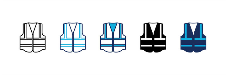 Reflective Vest Multi Style Icon Set