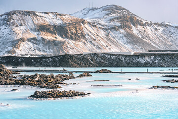 Photo of blue lagoon water on Iceland Grindavik © Kalim