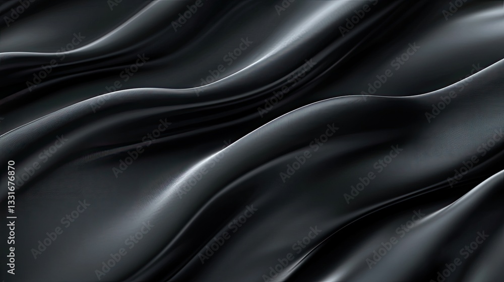 Poster abstract dark draped fabric background texture image waves of black silk elegant smooth surface soft