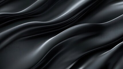 Fototapeta premium Abstract Dark Draped Fabric Background Texture Image Waves of Black Silk Elegant Smooth Surface Soft Luxurious Material Design