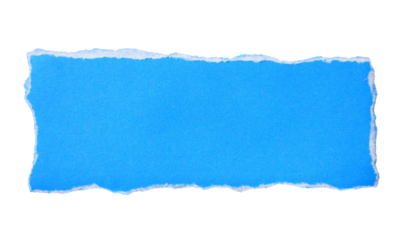 Pieces of torn or cut blue paper, design elements isolated on transparent background.