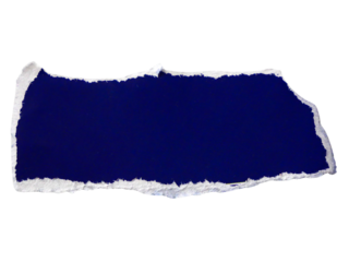 Pieces of torn or cut blue paper, design elements isolated on transparent background.