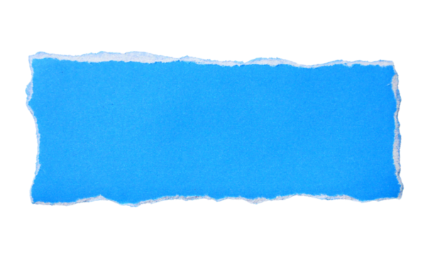Pieces of torn or cut blue paper, design elements isolated on transparent background.