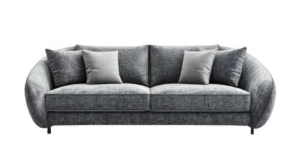 Modern grey sofa with plush cushions designed for contemporary living spaces or lounge areas