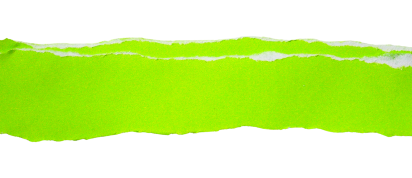 Pieces of torn or cut green paper, design elements isolated on transparent background.