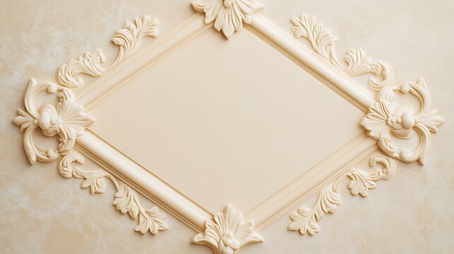 Decorative diamond shaped frame with elegant ornamental floral designs
