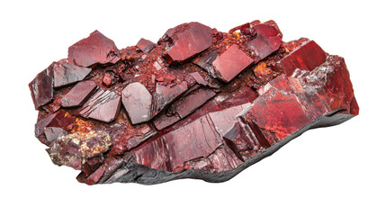 Crimson Mineral Crystal: A Geological Gemstone with Rough Texture & Shiny Luster - Captivating Close-Up of Nature's Abstract Mineral Specimen