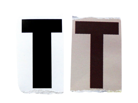 "T" wording or text with pieces of torn or cut paper, design elements isolated on transparent background.