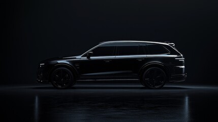 Sleek black SUV in dramatic lighting