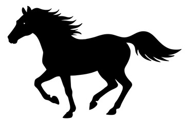 Running horse black silhouette vector, Simple silhouette Design vector icon with white background. horse vector, animal vector 