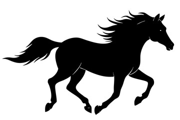 Running horse black silhouette vector, Simple silhouette Design vector icon with white background. horse vector, animal vector 