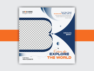 Social media Travel agency post banner template design vector