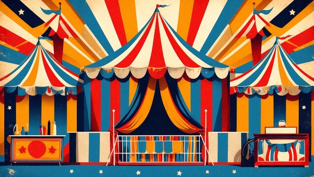 Vintage carnival circus poster with retro aesthetic