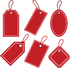Different price tag set. Red labels collection. Vector