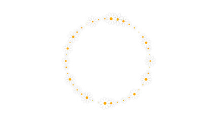 spring daisy flowers circle frame on transparent background ,png nature springtime cosmetics and beauty social media design element	