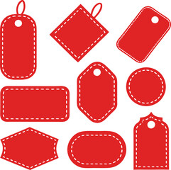 Different price tag set. Red labels collection. Vector