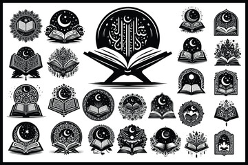 Islamic Quran Silhouette Bundle | Holy Book Vector Designs graphics