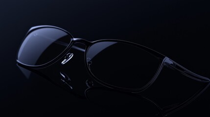 Stylish black sunglasses on dark background.