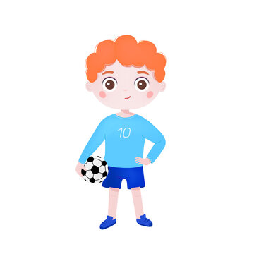 Sport little boy with soccer ball