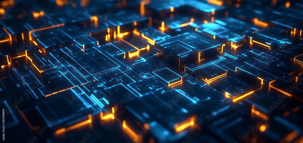 Poster abstract technology circuit board with glowing lines for futuristic background
