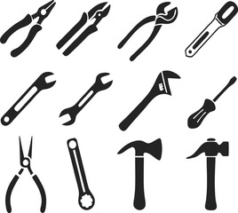 Tools icons set. Instruments signs collection. Vector
