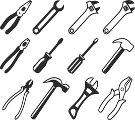 Tools icons set. Instruments signs collection. Vector